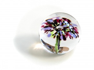 Large Purple and Red Flower Paperweight